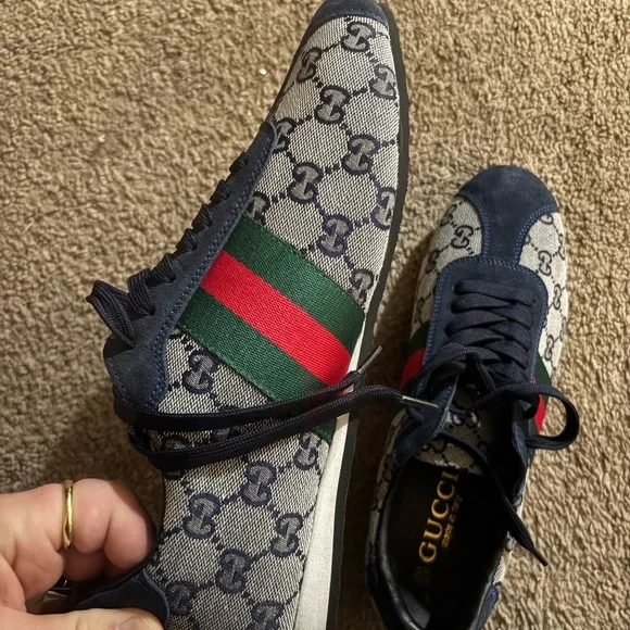 Gucci Blue and Green Logo Sneakers - Picture 2 of 2